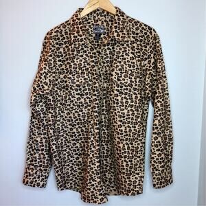 Casual Country Outfitters Leopard Print Snap Button Shirt Size M Western